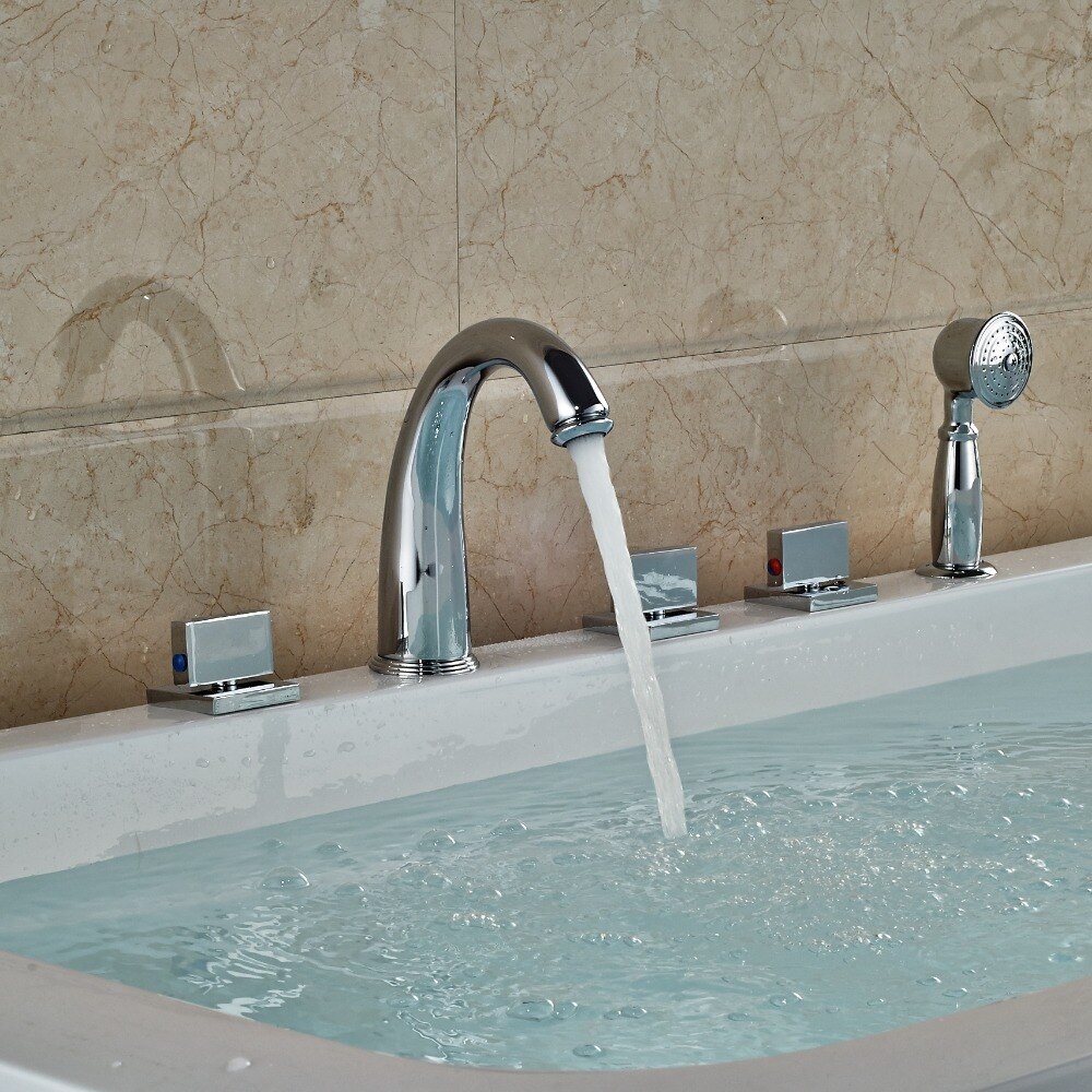    ??5pcs ũ    /Modern Hand Shower 5pcs Chrome Finish Tub Faucet Deck Mounted